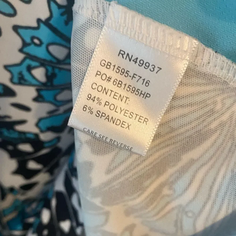 Tail Sz 2XL Blue Black Floral Collar Sleeveless Pickleball Golf Sleeveless Polo - Picture 4 of 7